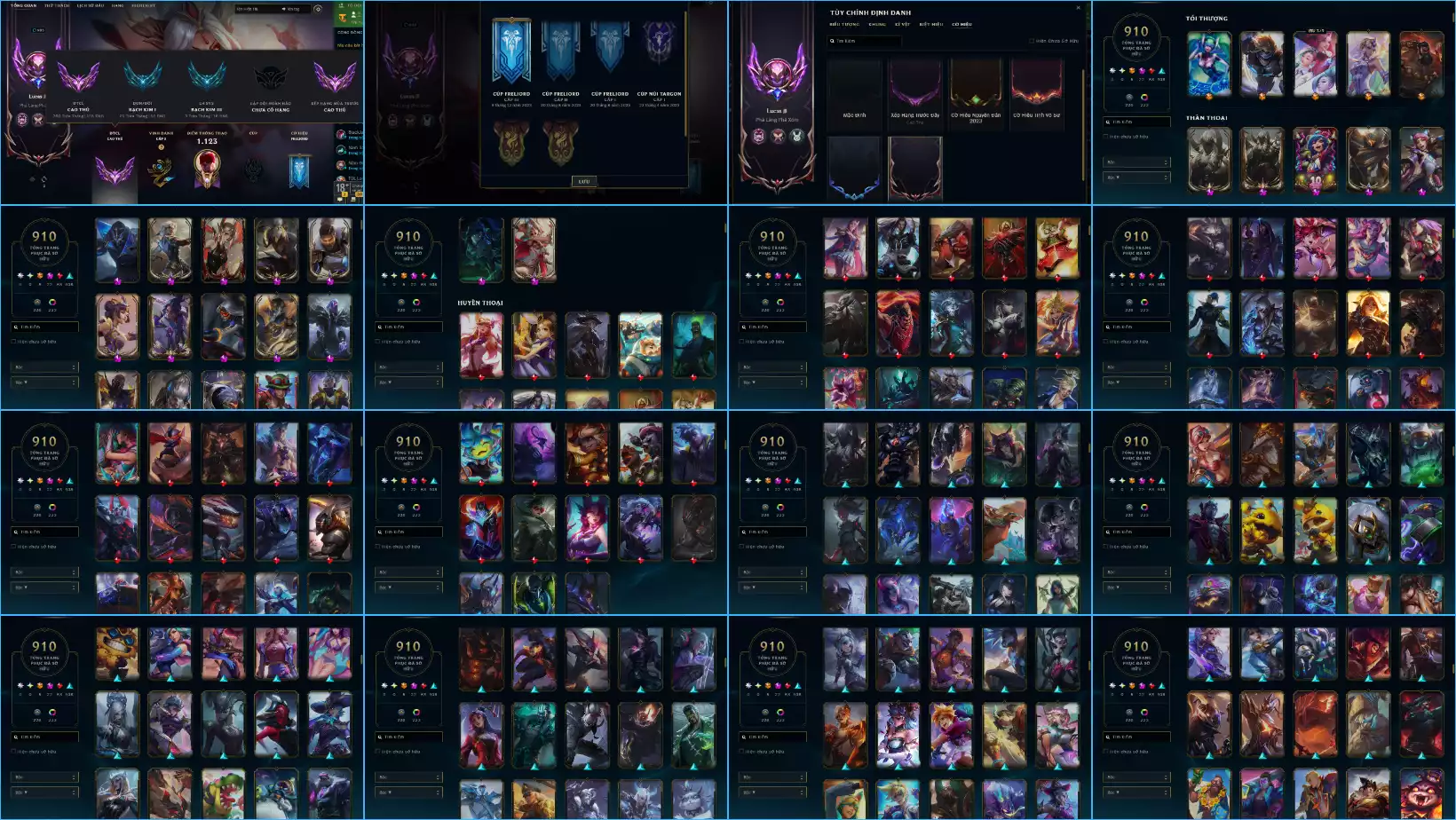 Ảnh LOL TFT VIP  Rank TFT Cao  Thủ 150 Điểm - Rất Nhiều Khung Đẹp 910 Skin - Lv 905 - Full Tướng - Nhiều Hàng Hiệu Đa Sắc 227 Còn Đổi Tên - TFT - TFT VIP Như Ảnh  Thông Tin Hỗ Trợ Đầy Đủ - Bảo Hành 100%